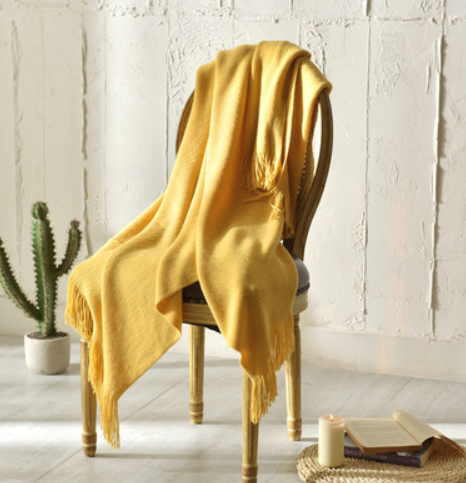 Fringed Knitted Small Blanket Napping Blanket Sofa Blanket