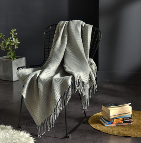 Fringed Knitted Small Blanket Napping Blanket Sofa Blanket