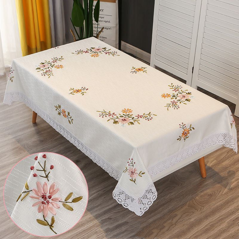 Hand Embroidered Coffee Table Rectangular Household Table Cloth